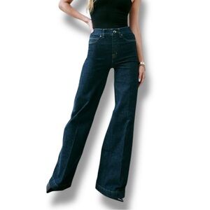 NWT SPANX Shape EveryWear Wide Leg Jeans Raw Indigo Denim High Rise Women’s XL